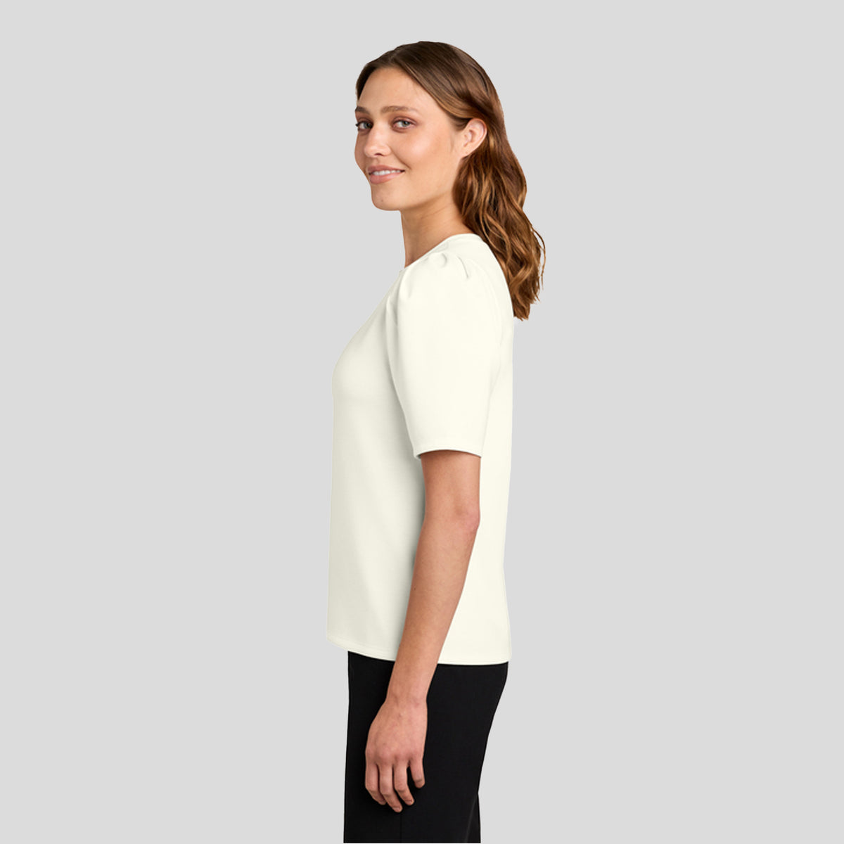 Womenβs Short Sleeve Lite Spacer Top | Ivory Chiffon