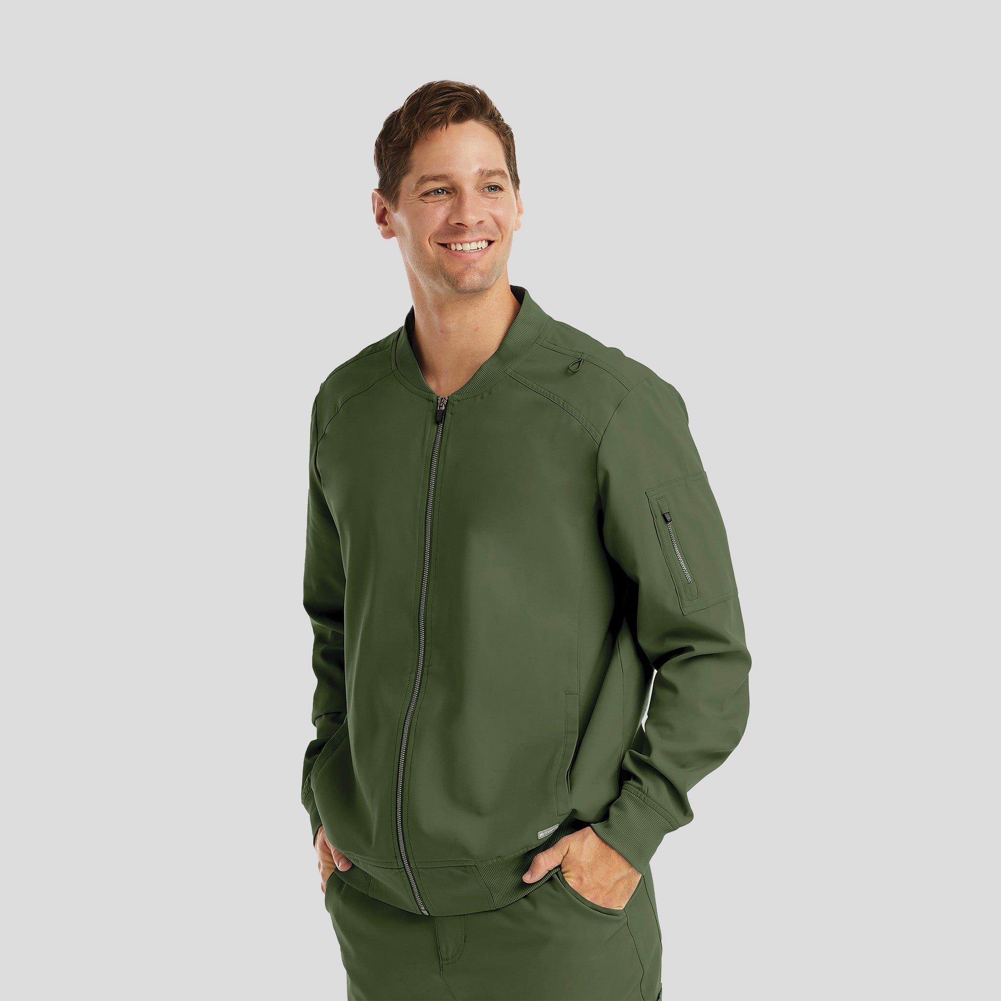 Men’s Full Zip Bomber Jacket | Olive